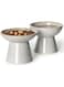 YauYik Raised Cat Food Water Bowl Set, 6.2inch Extra Wide Elevated Cat Bowls, Shallow Cat Food Dish Whisker Friendly for Cats Small Dogs, Raised Design for Pet Easy Eating, Grey, Set of 2
