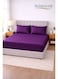 3-Piece Striped Microfiber Fitted Sheet Set King 180x200cm &acirc;&euro;&ldquo; Soft Elastic Deep Pocket 17cm Bedsheet with 2 Pillowcases 50x70cm, Purple Microfiber Purple 180X200+17cm