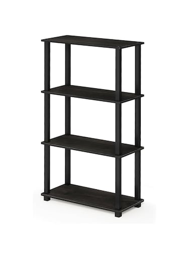 Furinno Turn-S-Tube 4-Tier Multipurpose Shelf Display Rack with Square Tube, Espresso/Black