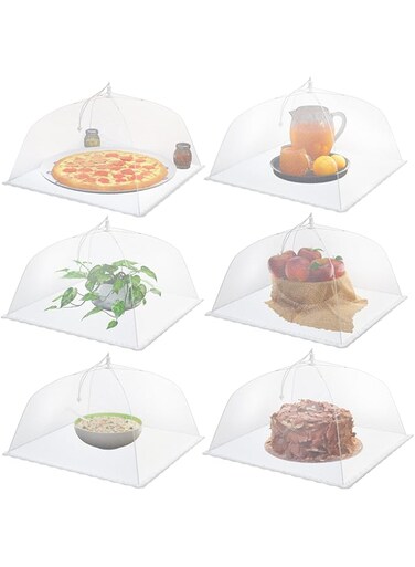 Simply Genius (6 pack) Large and Tall 17x17 Pop-Up Mesh Food Covers Tent Umbrella for Outdoors, Screen Tents, Parties Picnics, BBQs, Reusable and Collapsible