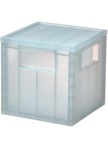 Ikea Storage Box With Lid, Transparent Grey-Blue, 16.5X16.5X16.5-PANSARTAX605.150.20