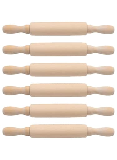 Toddmomy Mini Wood Rolling Pin: 6Pcs Small Children Dough Roller Kids Baking Rolling Stick Pastry Pizza Fondant Roller Decorating Tools Imaginative Play for Cake Art Crafting