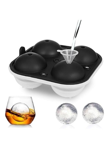 Large Ice Cube Trays, 4 Ice Balls Maker with Lids &amp; Bonus Funnel, BPA Free Round Silicone Ice Cube Molds, Reusable Sphere Ice Tray for Drinks
