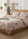 Home King size 6-piece (1 Duvet cover - 220*240cm. 1 Fitted sheet - 200*200cm+30cm. 4 Pillow covers - 50*75cm. ) Suitable for king size mattress. Modern bedding set beige with orange and red floral.