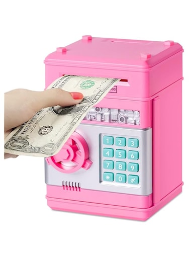 Subao Piggy Bank for Kids Boys Girls Electronic ATM Piggy Bank for Real Money Kids Money Bank with Password Lock Cash Coin Auto Scroll Saving Box Great Gifts Toys for 4-7 8-12 Year Old Kids (Pink)