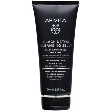 Apivita Black Detox Cleansing Gel With Activated Charcoal &amp; Propolis For Face &amp; Eyes 150ml