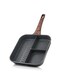 Non-Stick 24 CM Divided Grill Pan for Stove Tops, 3 Section Versatile Breakfast Grilling Pan, PFOA, PFOS Free, Induction Compatible - Dark Grey
