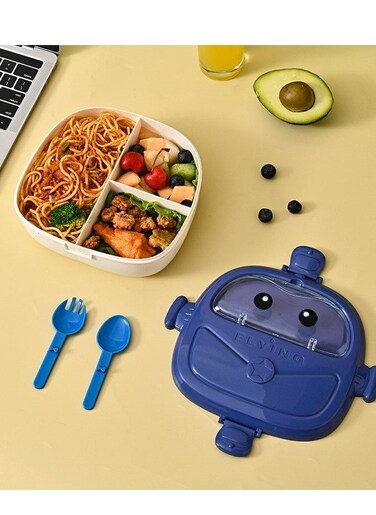 Kids Bento Box, Portable Fashion Camping Outing Lunch Box, Kids Student Bento Box, Peter Pan Shape Grid Lunch Box, 3 Compartment Bento Box, Microwave &amp; Dishwasher &amp; Freezer Safe