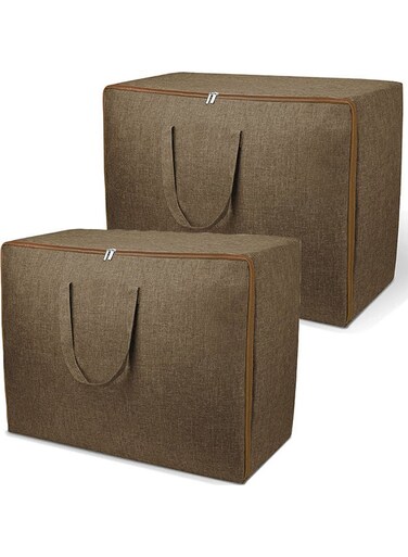 Pack of 2 Large Blanket Clothes Storage Bag Brown 60x45x26cm