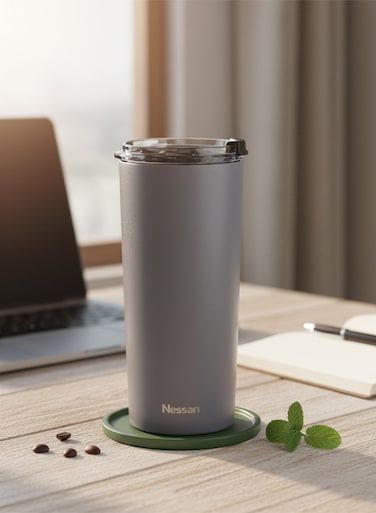 Insulated Stainless Steel Vacuum Mug, 603Ml - Grey