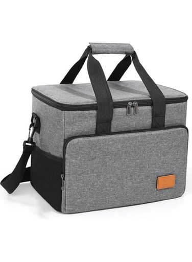 TOMVAES Insulated Lunch Bag, Oxford Gray Soft Pack, Durable Reusable Large Cooler Bag, Adjustable Shoulder Strap Tote Bag, Unisex Collapsible Leakproof Bag, Office School Outdoor Insulation Bag, 22L