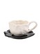 Coffee Mug with Saucer, Unique Clashing Petal Shape for Office and Home, Black and White, 8oz