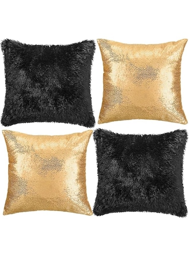 SYOSI Decorative Throw Pillow Covers 18 x 18, 4 Pcs Fluffy Pillow Cases Glitter Pillow Covers Faux Fur Throw Pillow Covers Decorative Cushion Cover for Couch Bed Sofa, No Pillow Insert