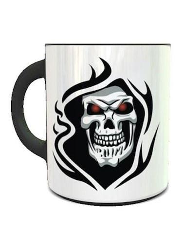 Grim Reaper Printed Coffee Mug White/Black/Red