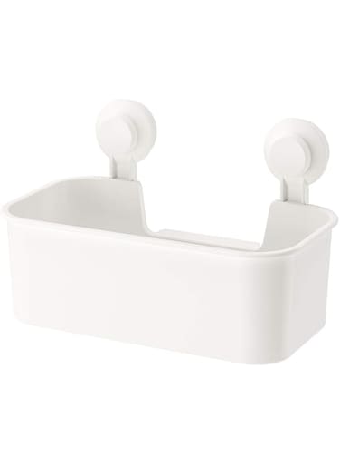 TML Tisken Storage Accessory Basket With Suction Cup, White