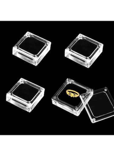 4 PCS Clear Acrylic Jewelry Storage Containers with Lid, Azonee Clear Gemstone Display Box, Acrylic Ring Box with Magnetic Clasps and Foam Liner for Small Items, Coins, Necklace, Crafts