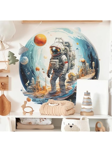 Azonee 2 Sheets Space Astronaut Wall Stickers, Outer Space Planet Cosmic Galaxy Wall Decals, Removable Vinyl Peel and Stick, Kid Baby Boy Nursery Bedroom Playroom, Kindergarten Art Decoration