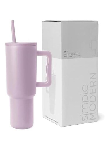 Durku 40 oz Tumbler with Handle and Straw Lid, 100% Leak-proof Travel Coffee Mug, Stainless Steel Insulated Cup for Hot Cold Beverages, Keeps Cold for 34Hrs or Hot for 10Hrs, Dishwasher Safe (Purple