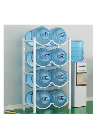 Water Bottle Rack, 4 Layer Water Bottle Storage Stand with 8 Water Bottles Capacity, Heavy Duty Water Bottle Holder for Home Kitchen and Office Easy To Assemble (White, 4 Layer)