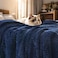 Ultra Soft Flannel Fleece Blanket King Size (274cm x 229cm), Lightweight 3D Jacquard Fleece Blanket, No Shedding, No Pilling, Luxury 340GSM Aesthetic Fluffy Cozy for Bed Room Decor, Navy Blue