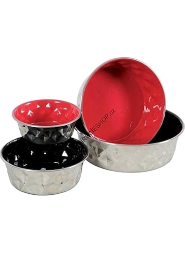 Zolux Diamonds Stainless Non-Slip Dog Bowls - Red 550ml