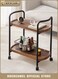 2-Tier Rolling Storage Shelves, Metal Rolling Serving Cart with Handle and Wheels, Utility Trolley Rack of Wood and Metal Frame for Home Office, Brown(60 * 30 * 64CM)