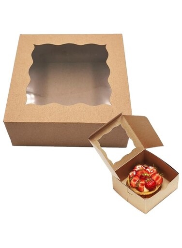 DAYONG Bakery Boxes, Cake Boxes-12ps with Clear Window. Cookie Boxes for Gift Giving. Disposable Cake Box for Pastries, Cookies, Pie, Donuts, Cupcakes