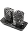 Radicaln Marble Salt and Pepper Shaker Set With Tray 3.5" Inches Black Handmade For Kitchen D&eacute;cor - Spice &amp; Salt Grinder, Pepper Mill