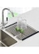 Benting Roll Up Dish Drying Rack, Over The Sink Dish Drying Rack Kitchen Rolling Dish Drainer, Foldable Sink Rack Mat Stainless Steel Wire Dish Drying Rack for Kitchen Sink Counter (Black)