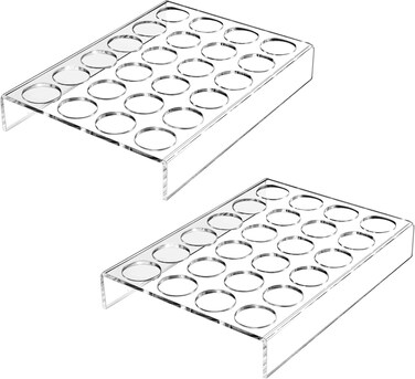 IEEK 2 Pack of 24 Slots Flat Countertop Coffee Pod Holder - Clear Acrylic K-Cup Organizer Tray