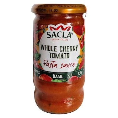 Sacla Whole Cherry Tomato Pasta Sauce with Basil, 350g