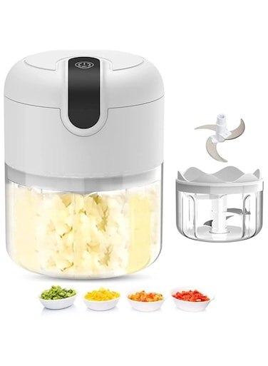 AMERTEER Electric Mini Garlic Chopper - Mini Food Processors, Portable and Easy to Clean &ndash; Wireless Food Processor for Garlic, Ginger, Onion, Meat Vegetable and More  250ML  Grey