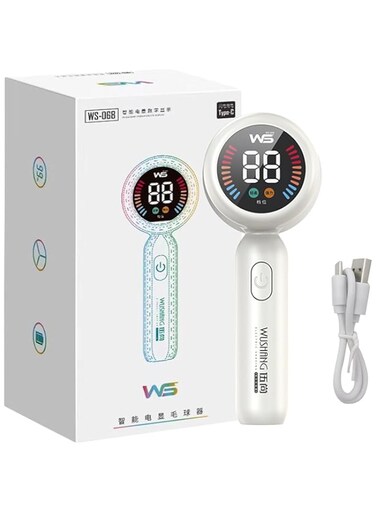 Excefore Fabric Shaver for Clothing, Ultra Quiet Sweater Shaver with Power Display, Six Tooth Blade, 2-in-1 Design Clothes Lint Remover for Removing Balls and Oppressive Lint, White