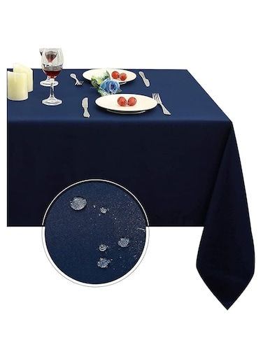 Obstal Rectangle Table Cloth, Oil-Proof Spill-Proof and Water Resistance Microfiber Tablecloth, Decorative Fabric Table Cover for Outdoor and Indoor Use (Navy Blue, 60 x 84 Inch)
