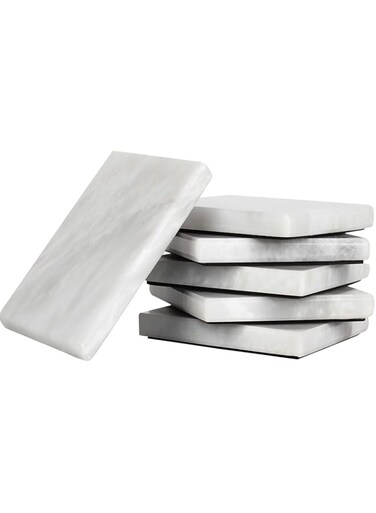 Radicaln Marble Coaster Plate Square 3.5" Inches White Handmade Coaster Set for Coffee Table, Cup Holder, and Kitchen Caddy Drinkware.
