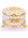 NOSKIN Antique Metal Jewelry Box Ring Earring Treasure Chest Case Small Trinket Box Round Jewelry Display Box Necklace Organizer Wedding Birthday Gift Home Decor, 3x3x2.4 inch (Beige)