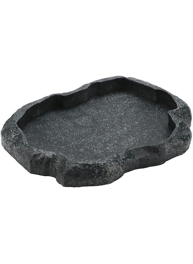 Cryfokt Reptile Feeder Terraium Bowl, Imitation Rock Design ABS Resin Shallow ReptileFeeder, Pet Safety Reptile Water Dish Food Bowl for Bearded Dragon Lizard Frog Gecko Tortoise Hermit Crab