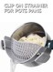 pot filters and pasta filters, universal clip on filters for pans and bowls, kitchen filters for food and fruits and vegetables (grey)
