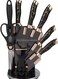 Regina 9-Piece Marble Pattern Handle Kitchen Knife Set &acirc;&euro;&ldquo; Premium Stainless Steel (Black with transparent)