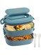 Eliver Bento Box Lunch Box: 1550ml, 3-Compartment, Leak-Proof, Insulated, Blue, Adult, Kids, Office, School, Picnic