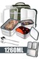 Lunch Box for School 1260ml Stainless Steel Leak-Proof Lunch Box 3 Grids Food Container Lunch Box Bring Lunch Bag Cutlery Spoon Fork Bento Box for Kids and Adults-Food Safe Materials (Green 1260ml)
