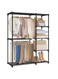Freestanding Wardrobe, Foldable Closet, Coat Rack with Clothes Rails, Clothes Rack, Open Storage Wardrobe, Storage Organiser, Cloakroom, Bedroom, 43 x 112 x 165 cm, Black