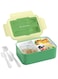 Bento Lunch Box, 3 Compartments Leak-Proof Bento Box with Utensils, 1400ml BPA Free Lunch Containers for Adults Kids Toddler, Microwave and Dishwasher Safe (Green)