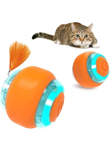 Masroo Moving Cat Toy Ball, Motion Activated Cat Toy for Indoor Cats, Interactive Cat Ball,USB Rechargeable, Auto on/Off, Smart Cat Toy for Exercise Entertainment,