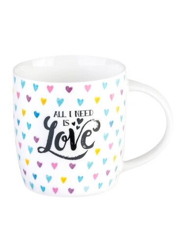All I Need Is Love Printed Mug White/Black/Pink