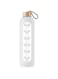Drinking Bottle Glass 1 Litre with Time Markings - 1 Litre Leak-proof Sports Glass Water Bottle with Bamboo Lid for Sports, Leisure, 1000 ml Reusable Silicone Case Glass Drinking Bottle (White)