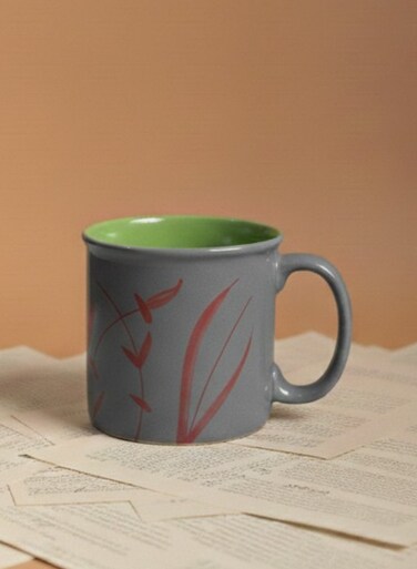 And Twine Green Edge Grey Ceramic Jumbo Mug Set of 4