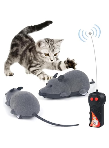 HALAMODO Remote Control Mouse Cat Toy, Funny Electronic Rat Flocking Mouse Wireless Toys for Cat Dog Kitten Pet Interactive Cat Toys (1Pcs,Gray)