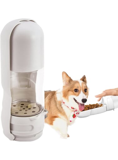Portable Dog Water Dispenser, Puppy Pet Travel Water Bowl, Activated Carbon Filter Removes Impurities and Odors, ABS Pet Water Dispenser, Leak Proof Pet Dog Travel Drinking Water Bottle, White
