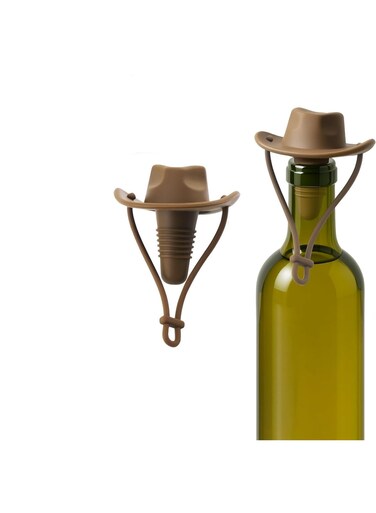 Hat Wine Bottle Stoppers, Silicone Decorative Wine Plug &amp; Champagne Cork Cover, Funny Kitchen Gadget to Seal and Keep Wine Fresh, Unique Gifts for Men Women, Mom Dad (Coffee)